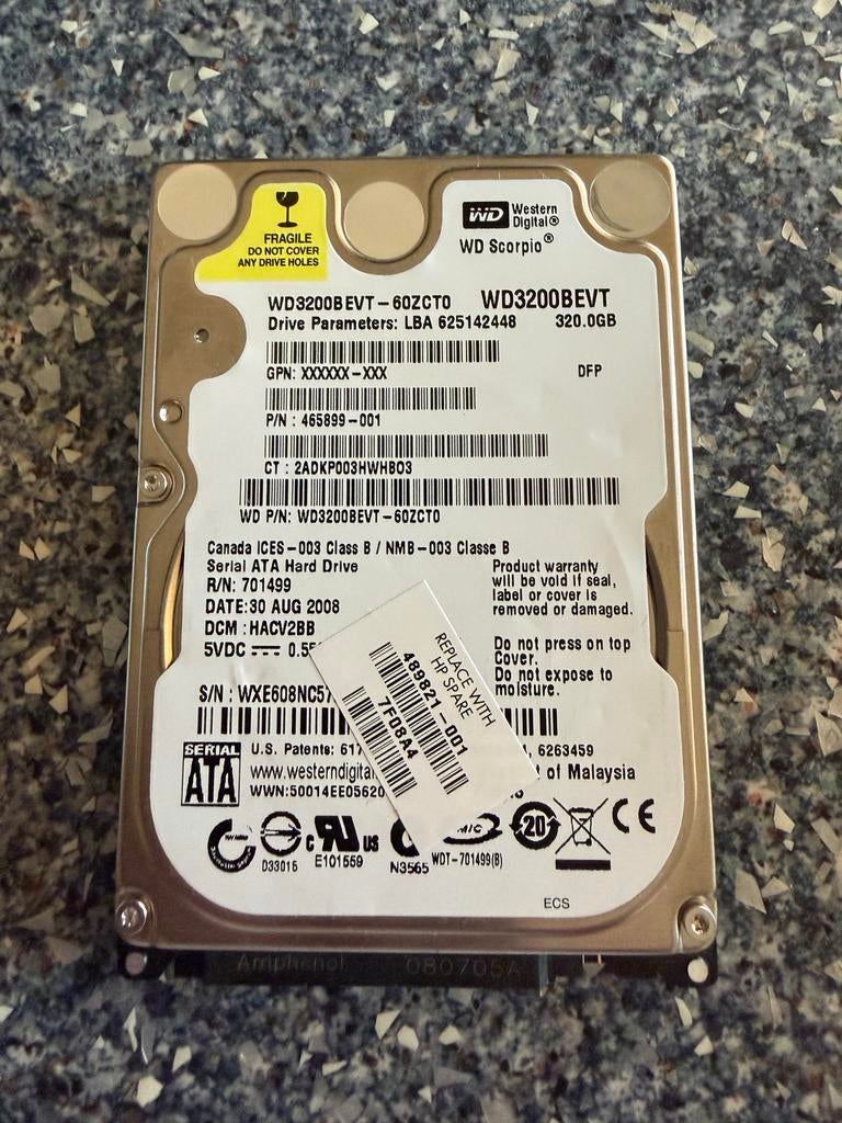 Harde schijf 320GB SATA - Western Digital Scorpio, Computers en Software, Harde schijven, Intern, Gebruikt, Ophalen of Verzenden