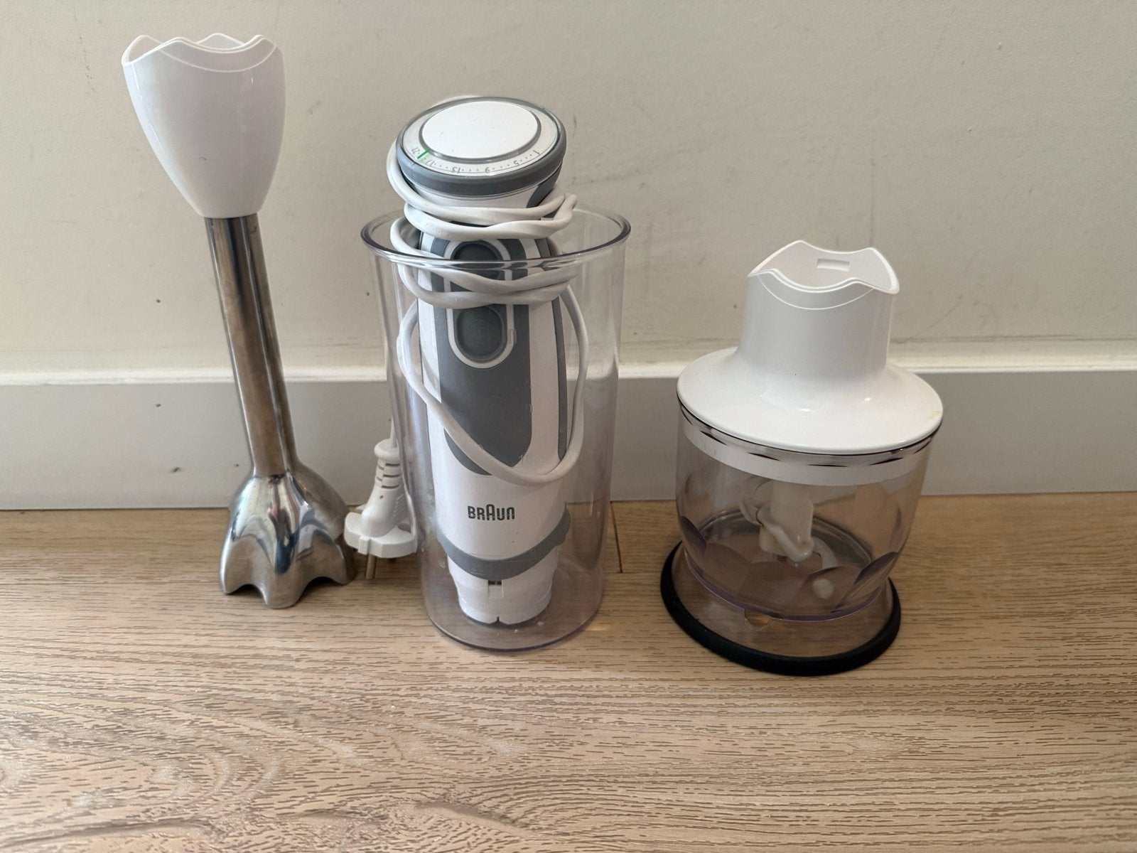 Braun staafmixer met hakmolen en garde, 3 snelheden of meer, Ophalen of Verzenden, Zo goed als nieuw, Vaatwasserbestendig
