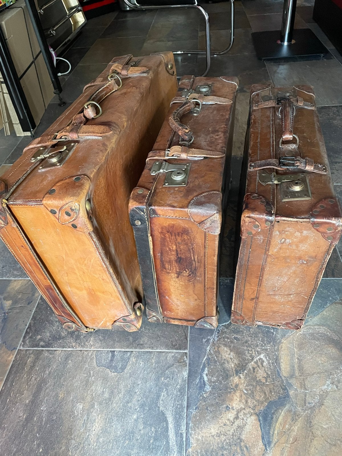 Vintage Leren Koffers en Dokterstas, Antiek en Kunst, Ophalen of Verzenden