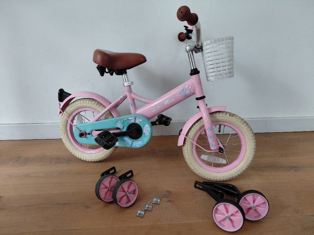 Roze Popal 'Little miss' fietsje, Fietsen en Brommers, Ophalen, Terugtraprem, Zijwieltjes, Gebruikt