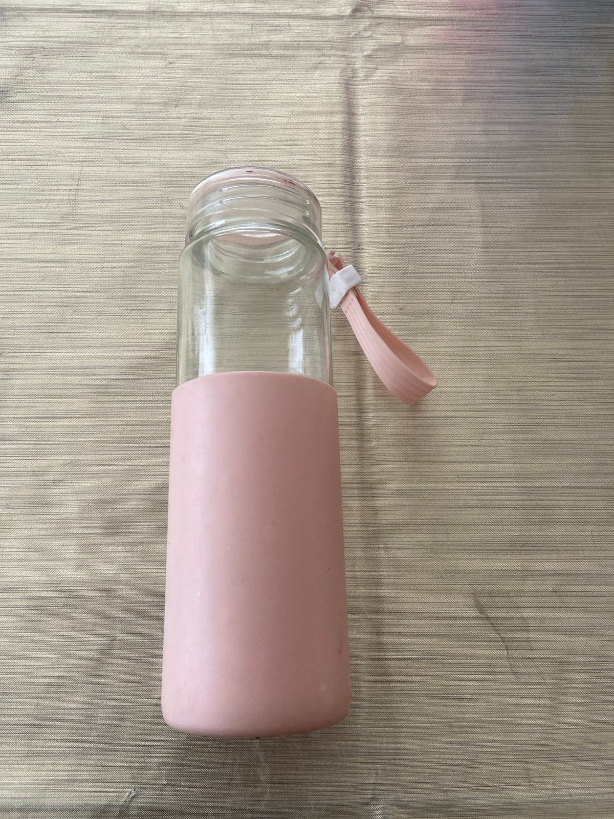Glazen drinkfles met roze siliconen hoes en draaglus, Ophalen, Roze, Overige merken, Glas