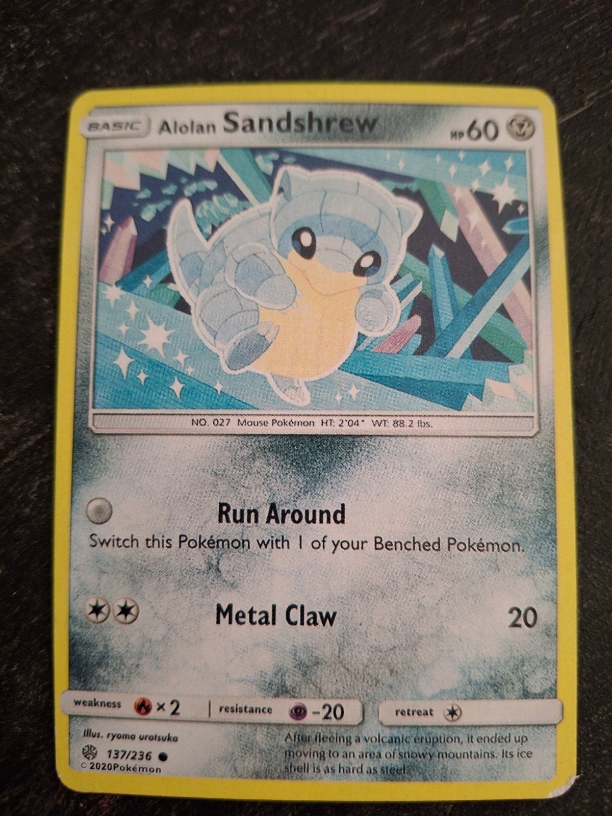 Alolan Sandshrew Pokémon Kaart - Losse Kaart, Ophalen of Verzenden, Zo goed als nieuw, Losse kaart