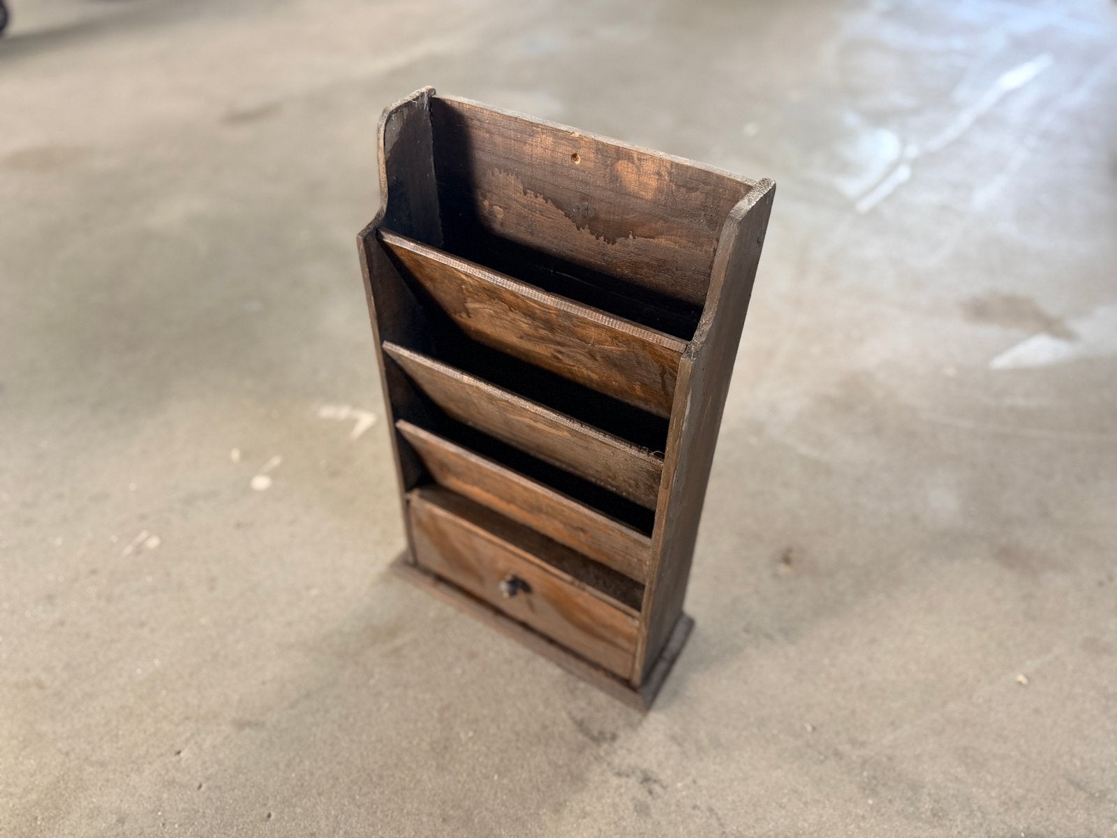 Vintage houten brievenbakje met lade, Antiek en Kunst, Ophalen of Verzenden