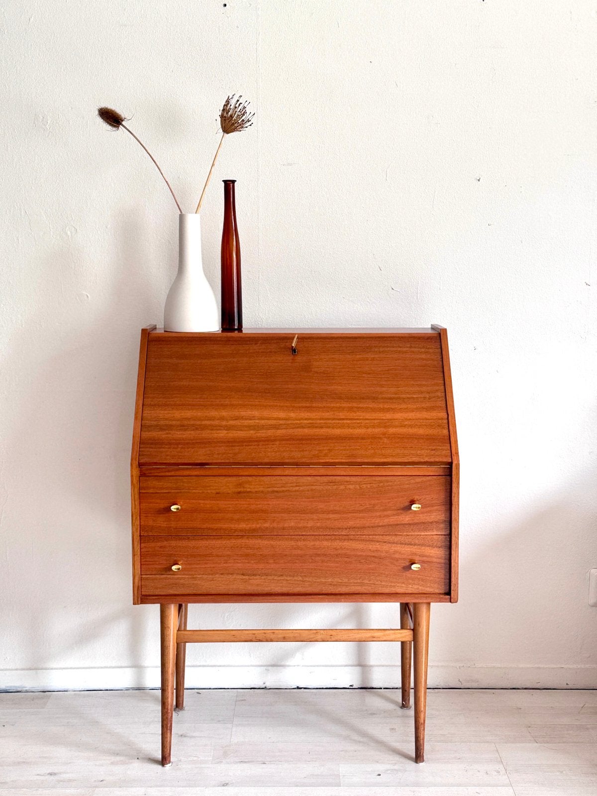Vintage midcentury secretaire kast teak jaren 50/60, Ophalen of Verzenden, Zo goed als nieuw, X, Midcentury