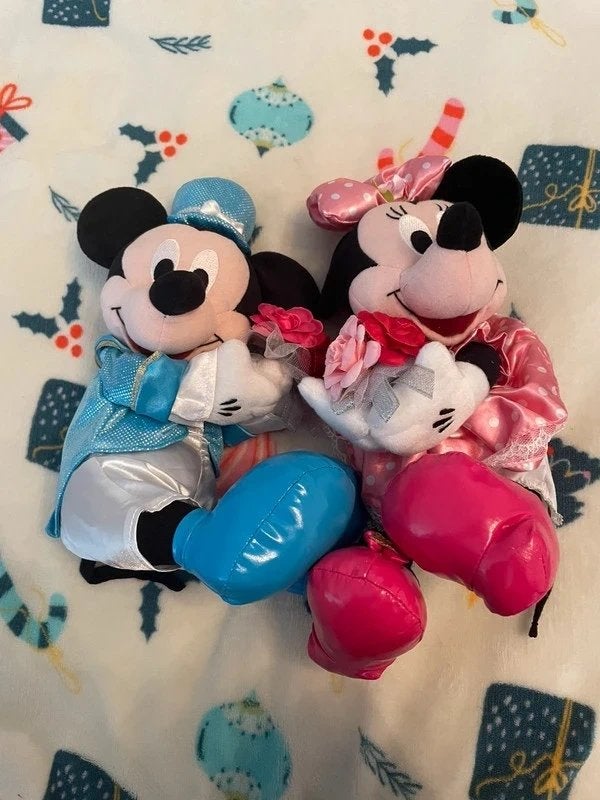 Disney Mickey & Minnie Mouse Bruiloft Knuffel Set, Ophalen of Verzenden, Mickey Mouse, Zo goed als nieuw, Knuffel