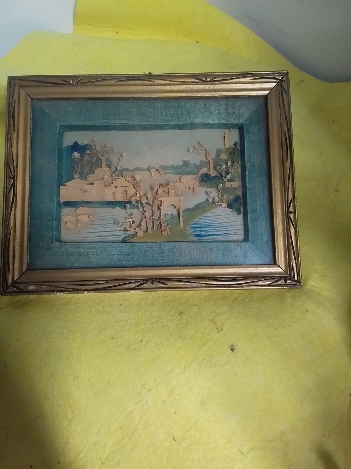 15550) Chinees  kurk schilderij  220x175 mm, Ophalen of Verzenden