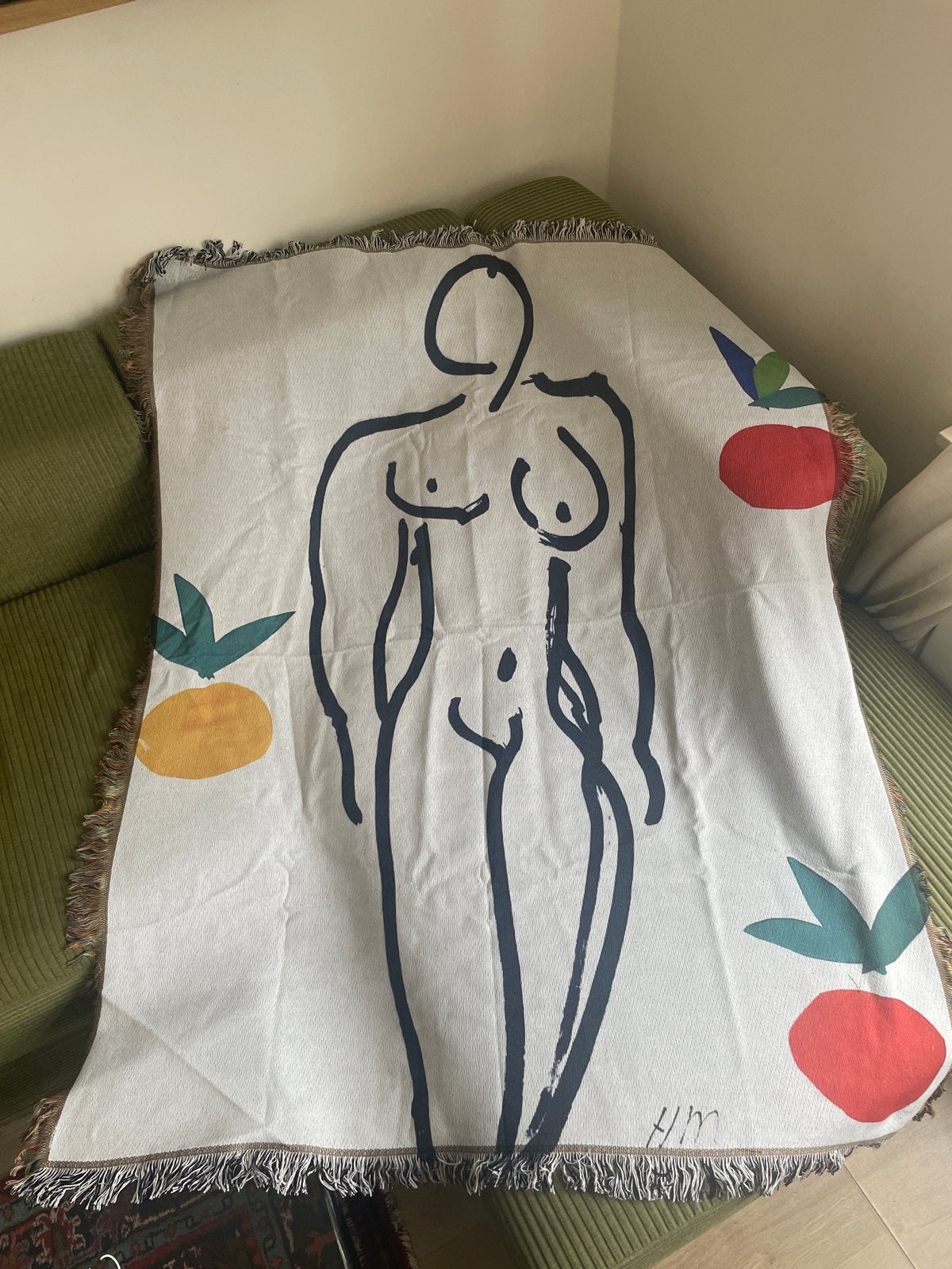 Decoratieve deken met Matisse-geïnspireerde print 130x160cm, Ophalen of Verzenden, Zo goed als nieuw, Overige kleuren, Rechthoekig