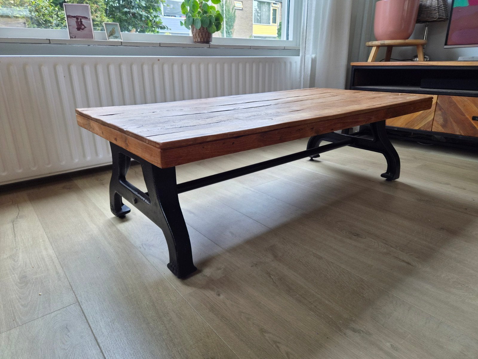 Rustieke salontafel van De Troubadour, Ophalen, Gebruikt, 100 tot 150 cm, 50 tot 100 cm