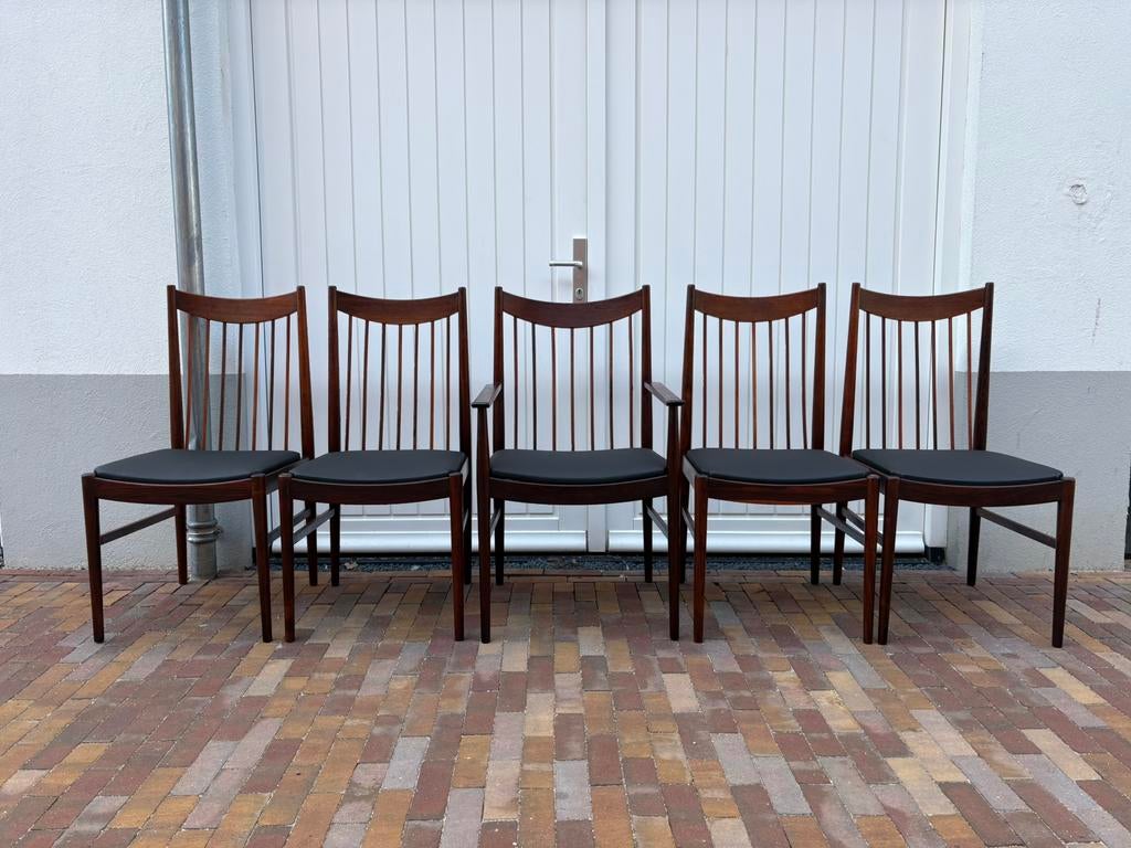 VINTAGE Arne Vodder stoelen (5) | Mid century DEENS design, Ophalen, Bruin, Zo goed als nieuw, Vijf, Zes of meer stoelen