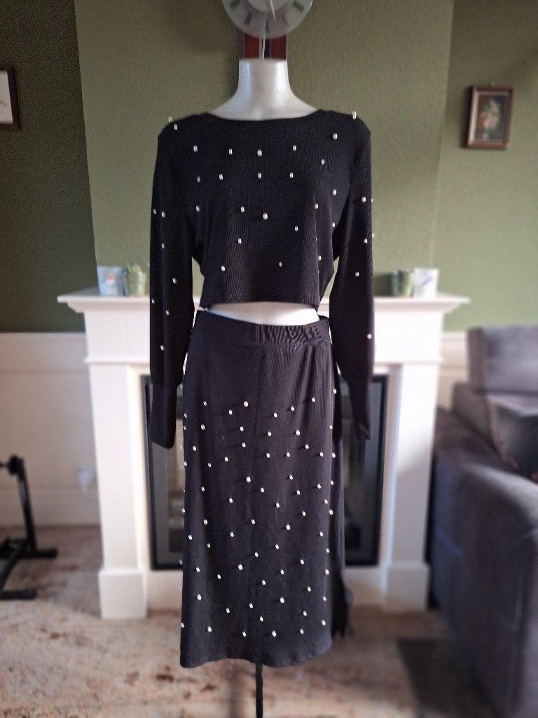 2 delig shein curve rok set parels XXL, Kleding | Dames, Verzenden, Zwart, Maat 46/48 (XL) of groter, Zo goed als nieuw