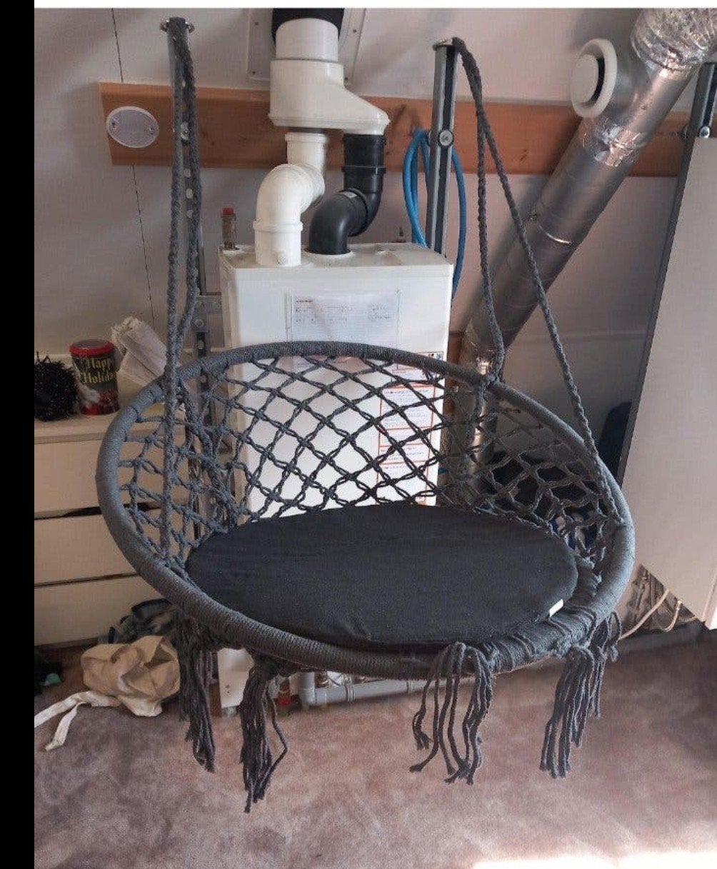 Nieuwe Macramé Hangstoel – Antraciet / Grijs – Boho & Ibiza, Ophalen, Nieuw