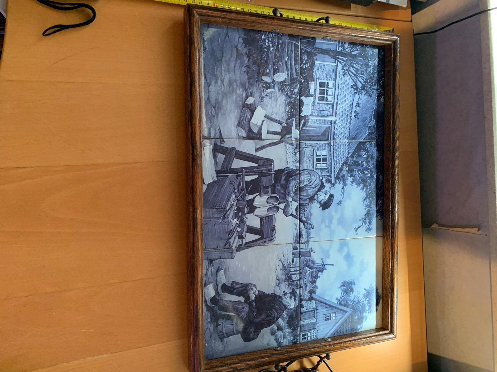 Delfts blauw tegeltableau Klompenmaker, Ophalen of Verzenden