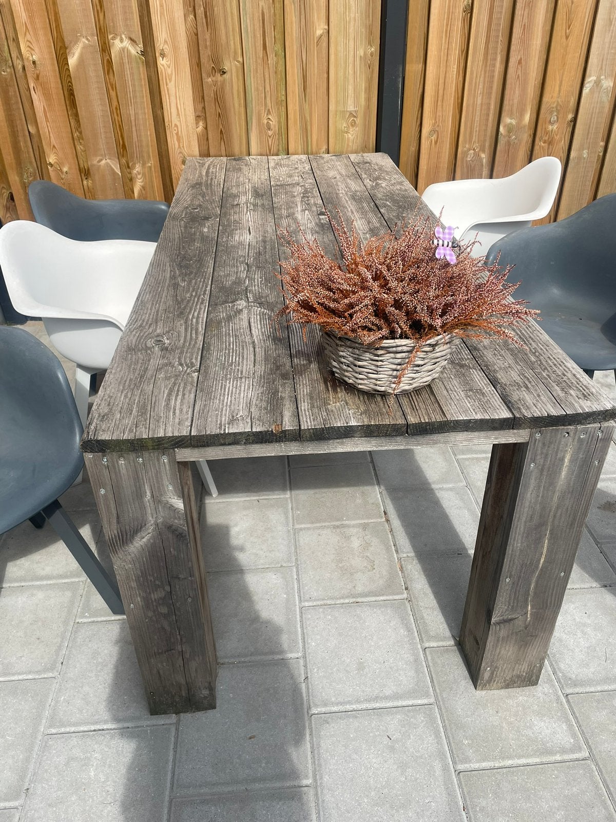 Tuintafel van douglas hout, gratis, Ophalen, Gebruikt, 6 zitplaatsen, Tuinset