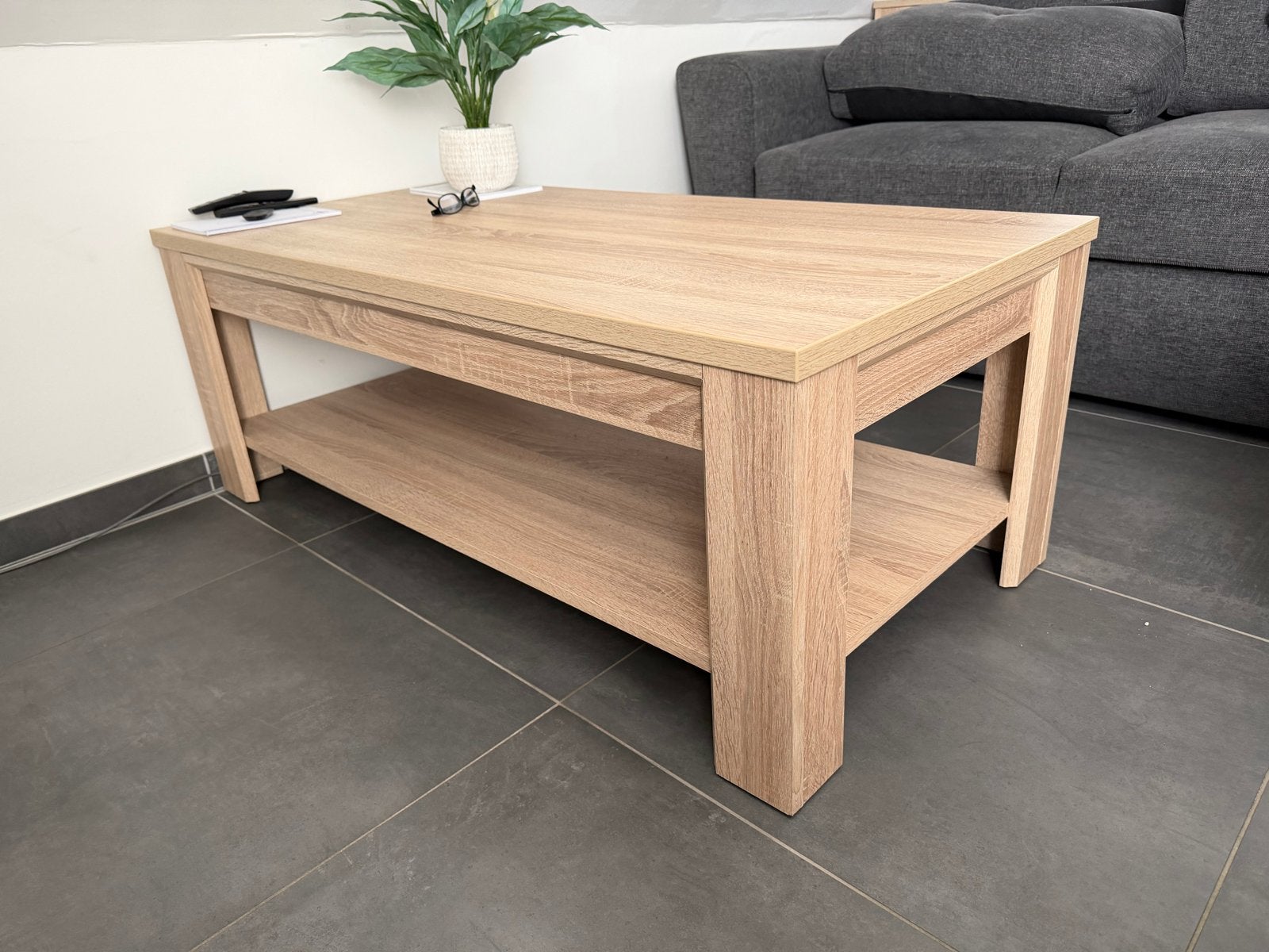 Moderne Salontafel van Licht Hout, Ophalen, 100 tot 150 cm, 50 tot 100 cm, Zo goed als nieuw