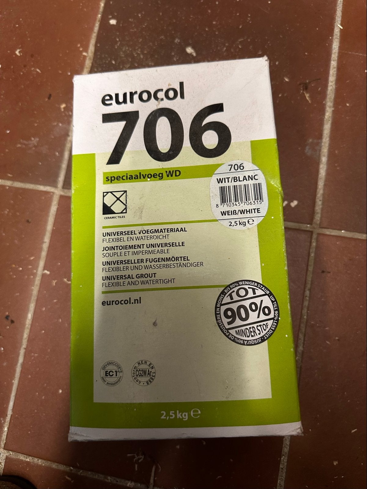 Eurocol 706 Speciaalvoeg WD Wit/Blanc 2,5 kg, Doe-het-zelf en Verbouw, Tegels, Ophalen of Verzenden, Nieuw, Overige materialen