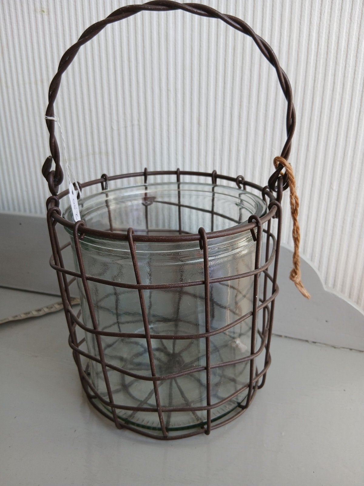 windlicht draadijzer, Rond, Ophalen of Verzenden, Met hengsel, Glas