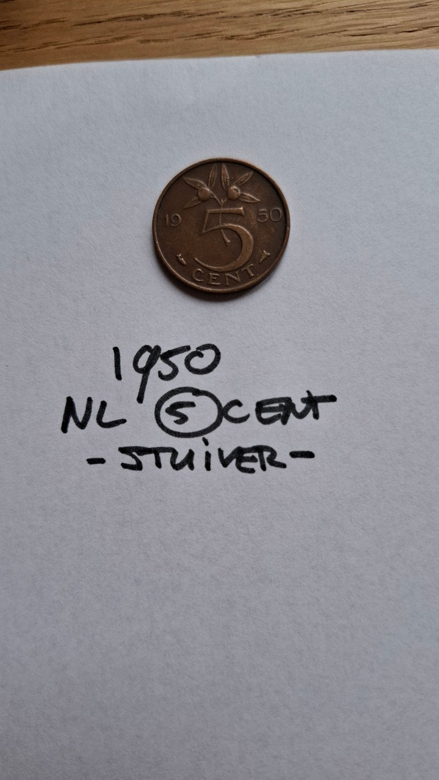 Oude munten: 1 x Nederland 5ct stuiver 1950, Ophalen of Verzenden