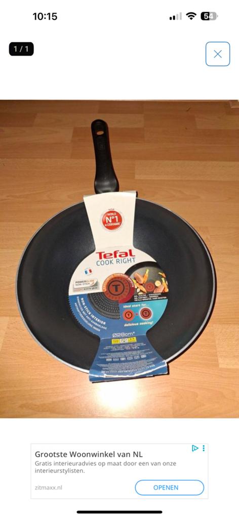 Wokpan Tefal, Ophalen of Verzenden, Zo goed als nieuw, Aluminium, Wok