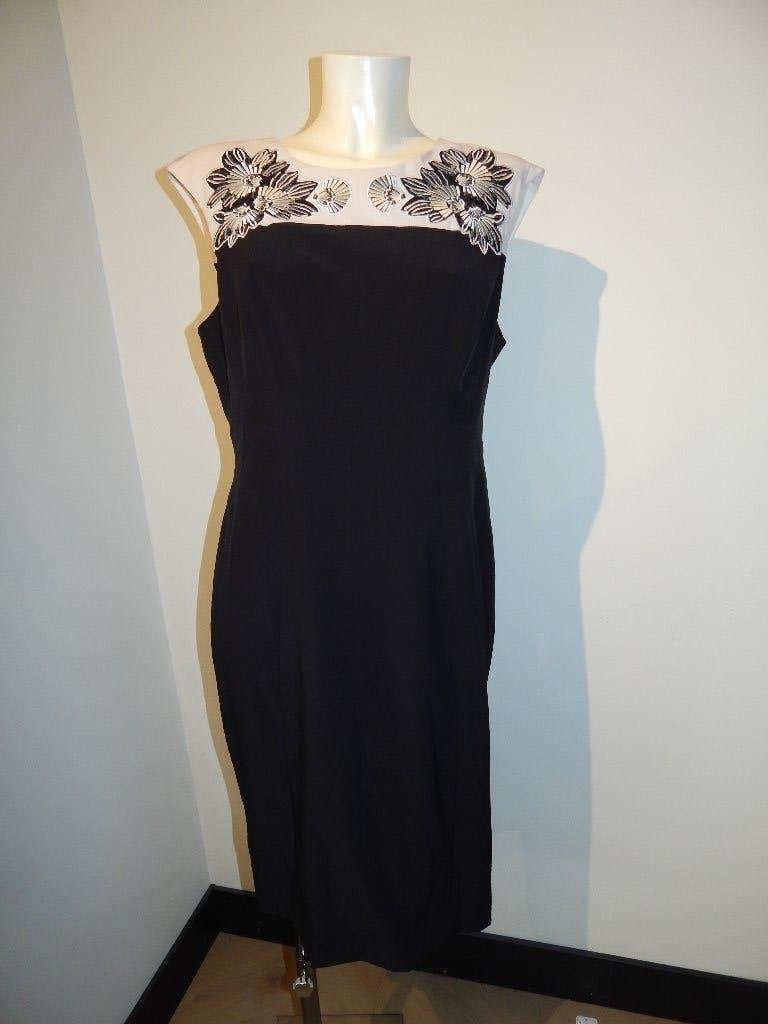 Karen Millen chique jurk bloemen kralen bovenkant mt 44, Kleding | Dames, Jurken, Karen Millen, Verzenden, Zwart, Maat 42/44 (L)