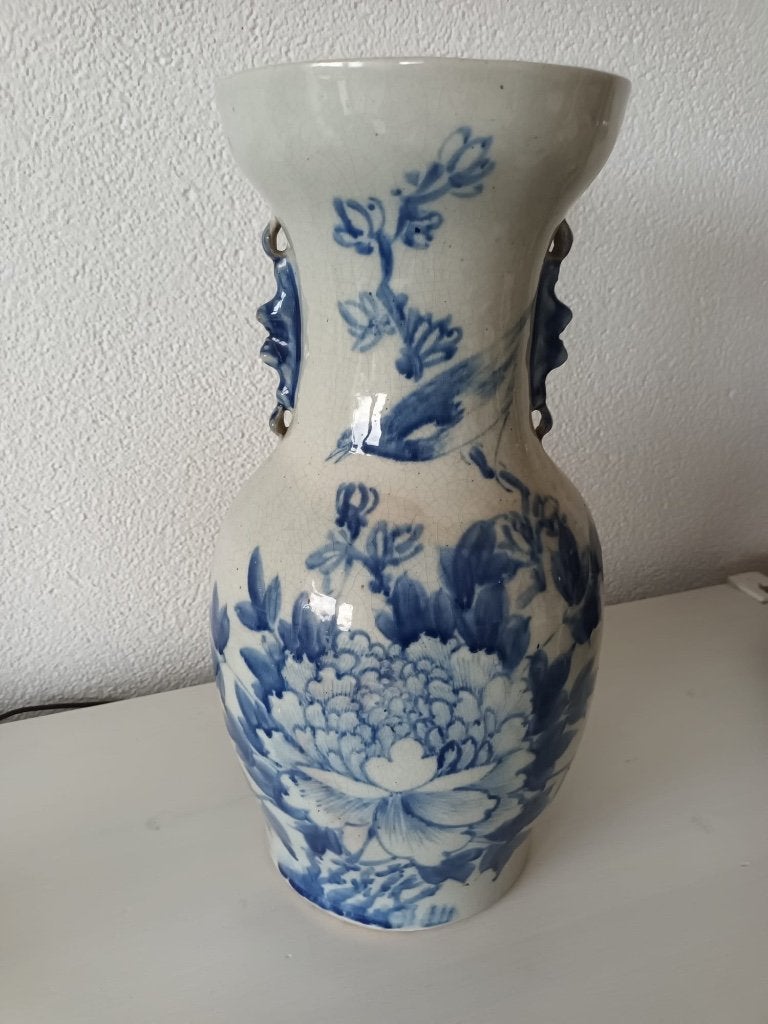 Grote Chinese vaas, Ophalen, Blauw, Aardewerk of Porselein, Zo goed als nieuw