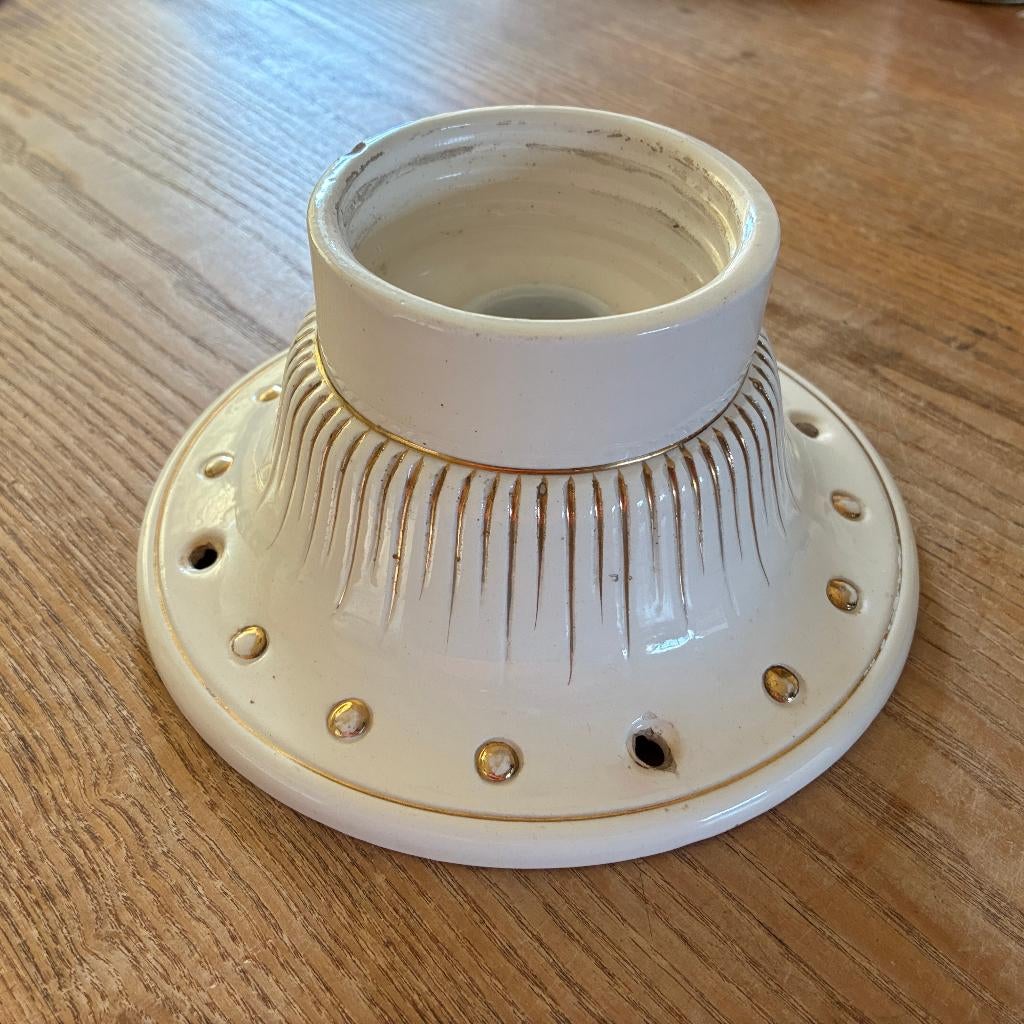 Vintage aardewerk schroefrand lamp plafonniere, Ophalen of Verzenden