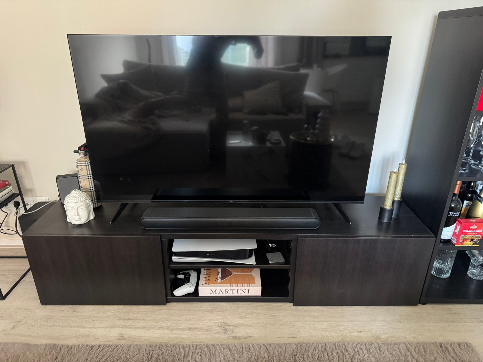 Ikea zwartbruin besta tv meubel, Ophalen, 150 tot 200 cm, Zo goed als nieuw, Minder dan 100 cm