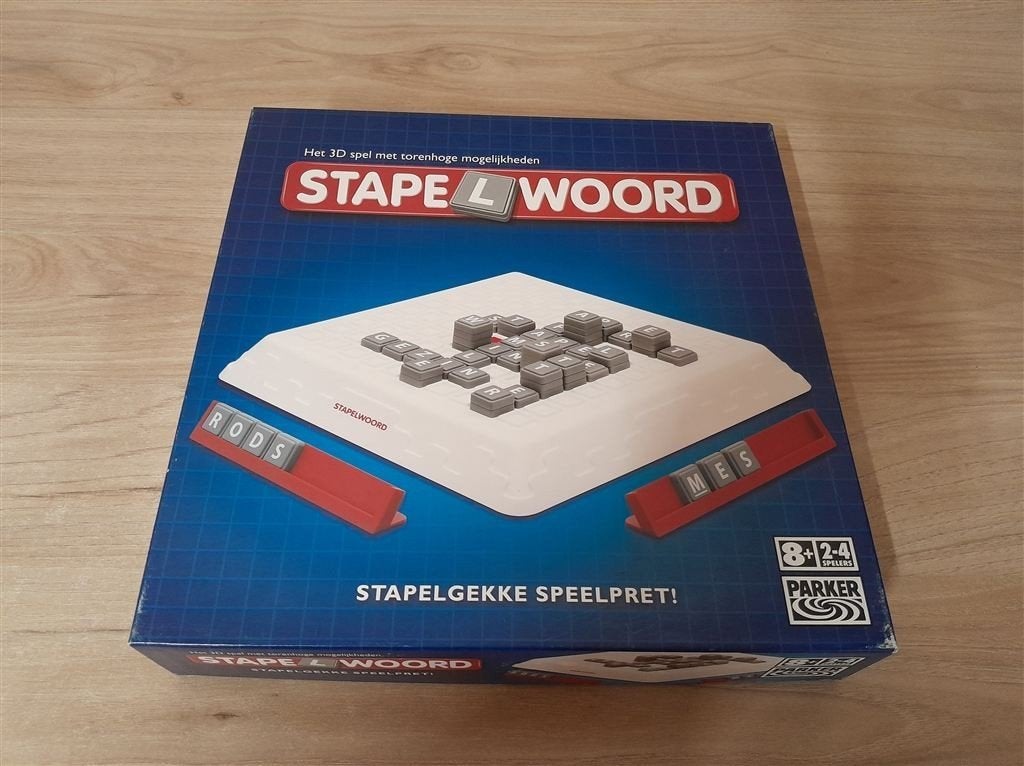 Stapelwoord vierkante doos - stapelgeke speelpret - s5336, Verzenden, Zo goed als nieuw