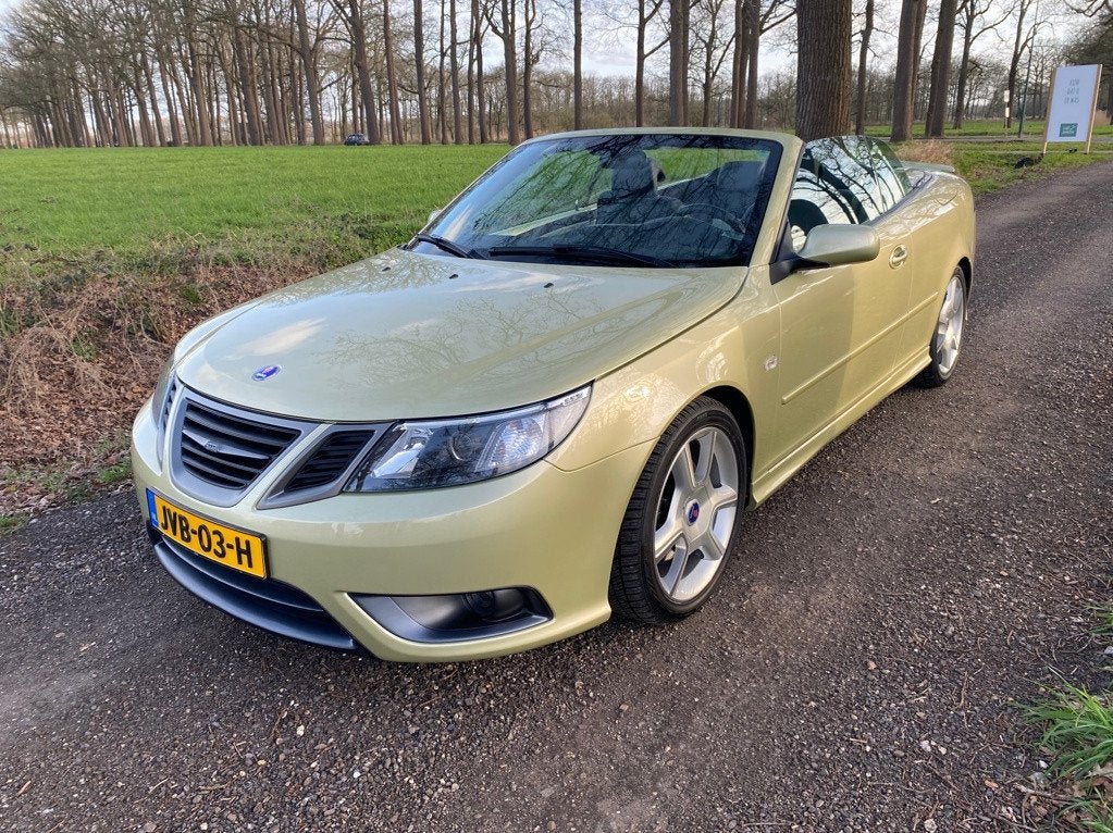 Saab 9-3 Cabrio 2.8 T V6 Aero, Auto's, Gebruikt, Zwart, 1700 kg, Cabriolet
