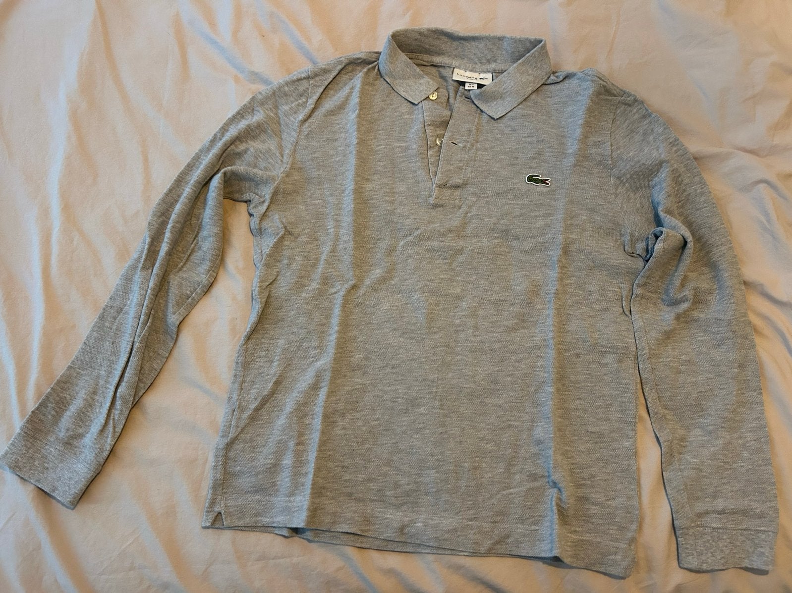 Lacoste Polo Lange Mouwen - Grijs, Kleding | Heren, Ophalen, Zo goed als nieuw, Maat 46 (S) of kleiner, Grijs