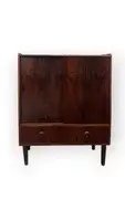 Deens palissander wandkast met schuifdeuren, Ophalen, Gebruikt, Met lade(s), Minder dan 150 cm