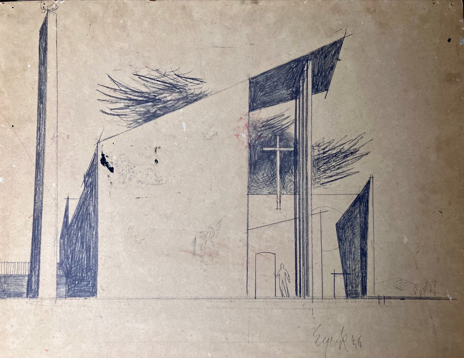St. Joseph-Arbeider - Charles Eyck (1956), Ophalen, Tekening, Potloodtekening, Gesigneerd