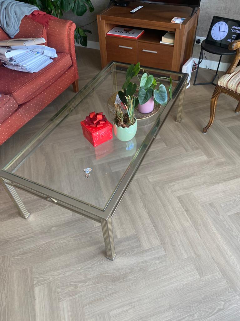 Glazen salontafel, Huis en Inrichting, Tafels | Salontafels, Ophalen, 100 tot 150 cm, 50 tot 100 cm, Zo goed als nieuw