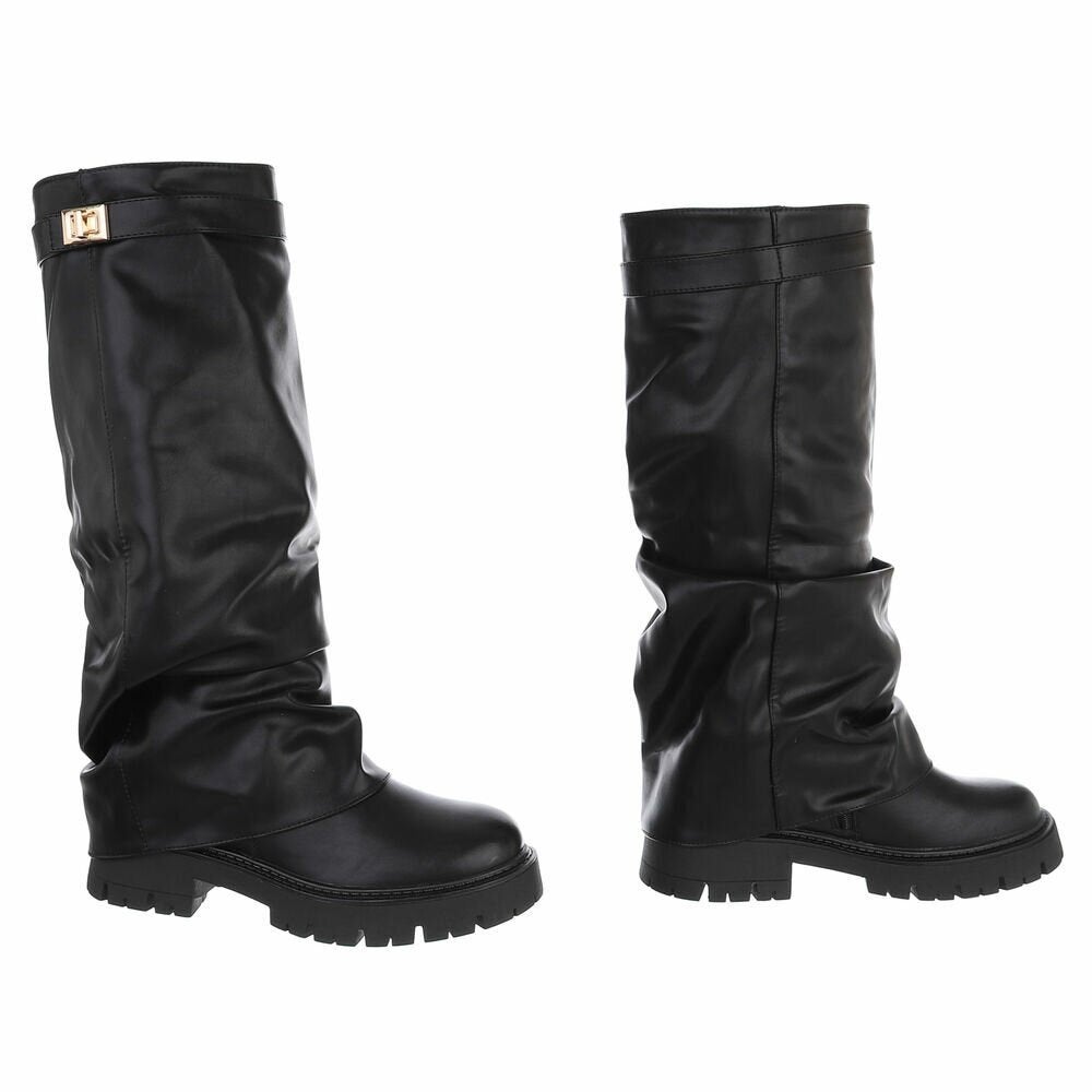 Stoere laarzen - City Chic Slouch Boots MAAT 39 t/m 41, Hoge laarzen, ., Zwart, Nieuw