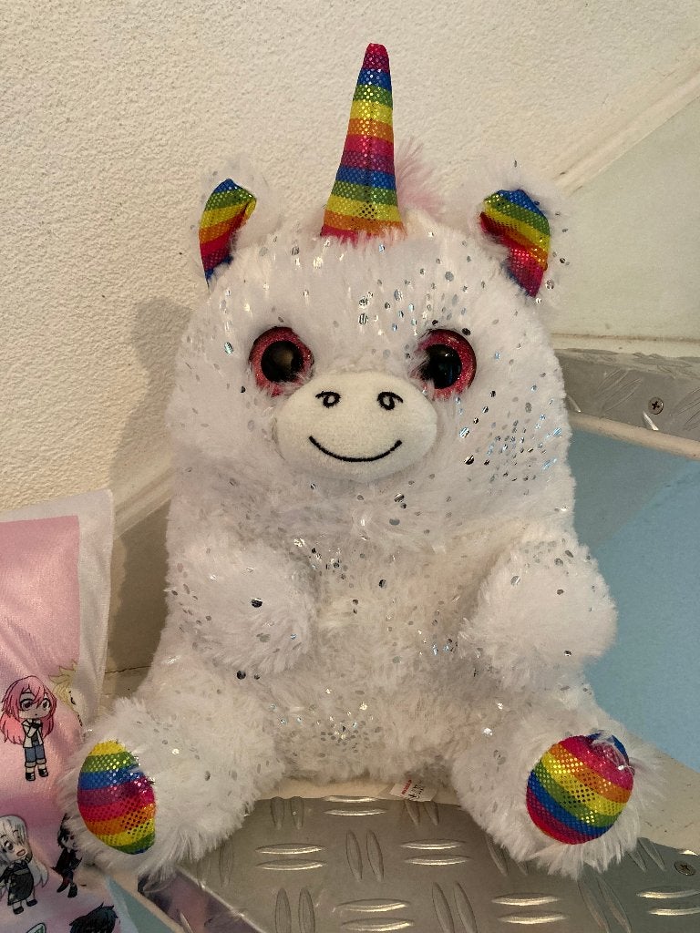 Als nieuw wit glitter unicorn plush tot knuffelbeer knuffel, Beer, Nieuw, Ophalen of Verzenden, Middelgroot (20 tot 80 cm)