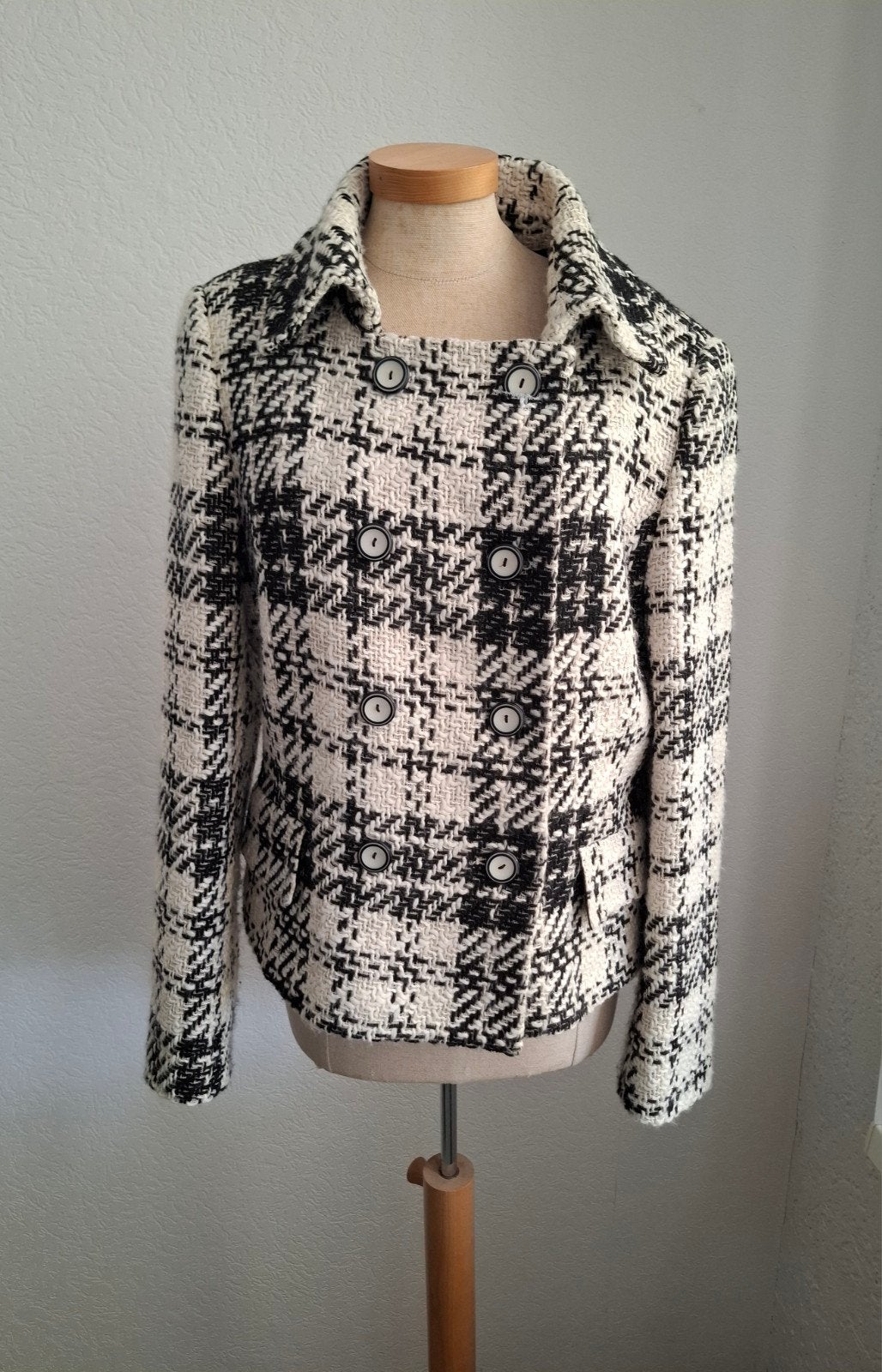 Zara Basic Pied-de-Poule Jasje - Zwart/Wit, Zwart, Maat 42/44 (L), Ophalen of Verzenden, Zo goed als nieuw