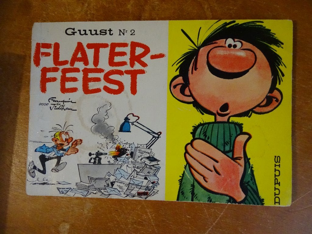 Guust nr 2 Flaterfeest oblong 1e druk franquin, Eén stripboek, Ophalen, Gelezen