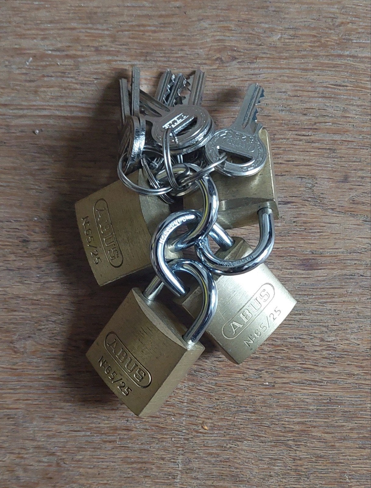 4x Abus 65/25 hangslot messing gelijksluitend, Ophalen of Verzenden, Nieuw, Koper of Messing, Slot