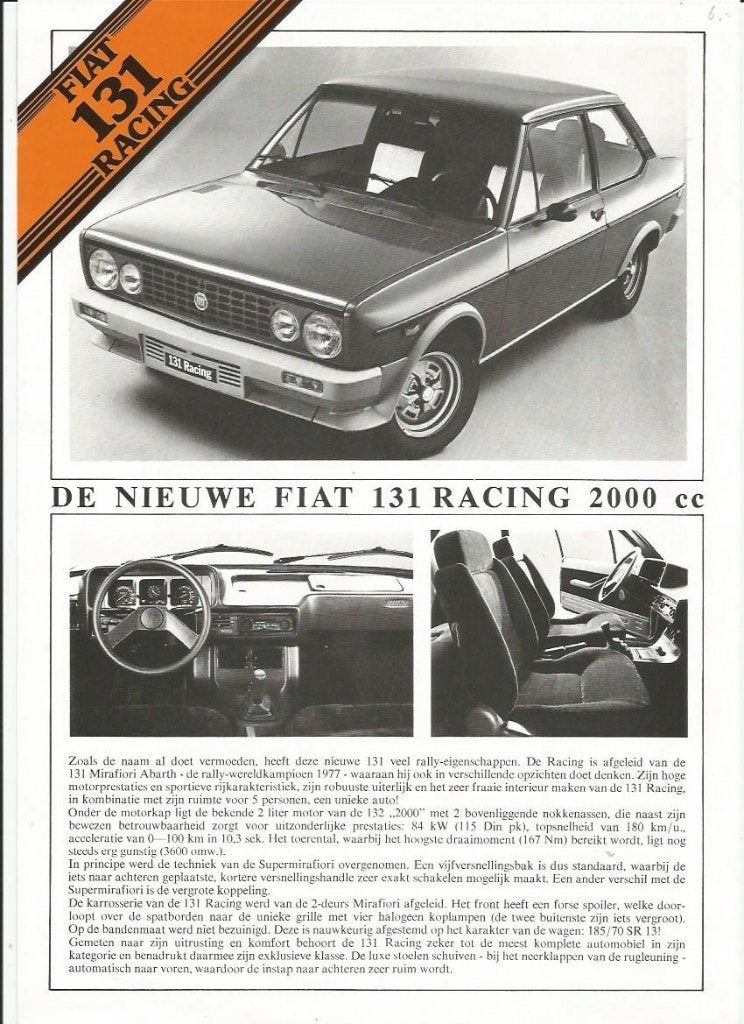 Fiat 131 racing flyer folder (F03), Verzenden, Zo goed als nieuw, Overige merken