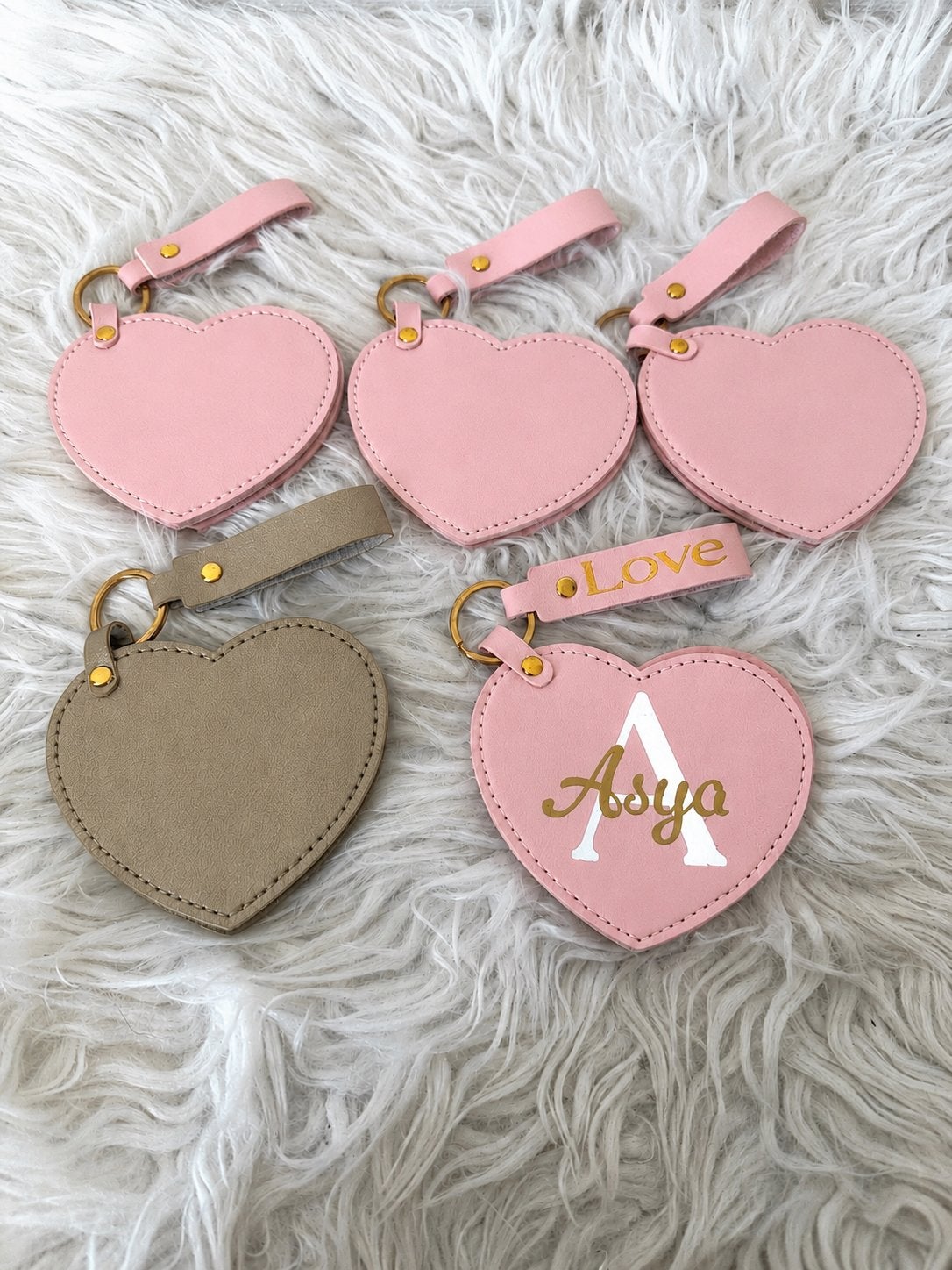 Gepersonaliseerde Hart Sleutelhanger met Spiegel, Sieraden, Tassen en Uiterlijk, Kindersieraden, Ophalen of Verzenden, Zo goed als nieuw