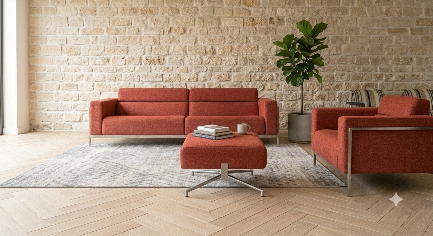 Harvink Kadanz | 3 zits + Fauteuil + hocker | Rood