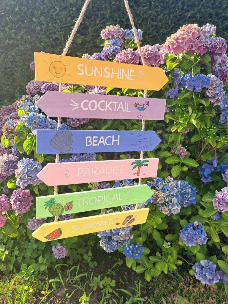 Ibiza wegzwijzers! Houten wand/decoratie. Handgemaakt! NIEUW, 30 cm, Hout, Nieuw, Ophalen of Verzenden