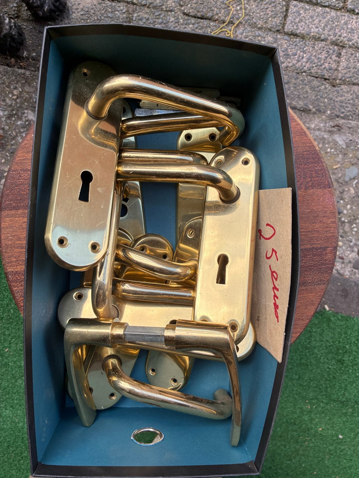 Set van messing deurklinken, Doe-het-zelf en Verbouw, Ophalen, Gebruikt, Koper of Messing, Klink of Kruk