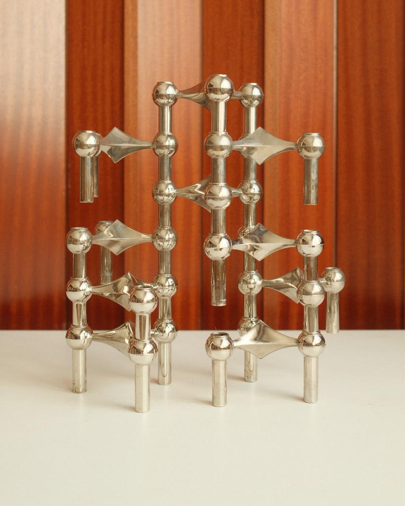 Modular Candle Holders in Chrome – Stoff Nagel, Ophalen of Verzenden, Zo goed als nieuw, Grijs, Zilver