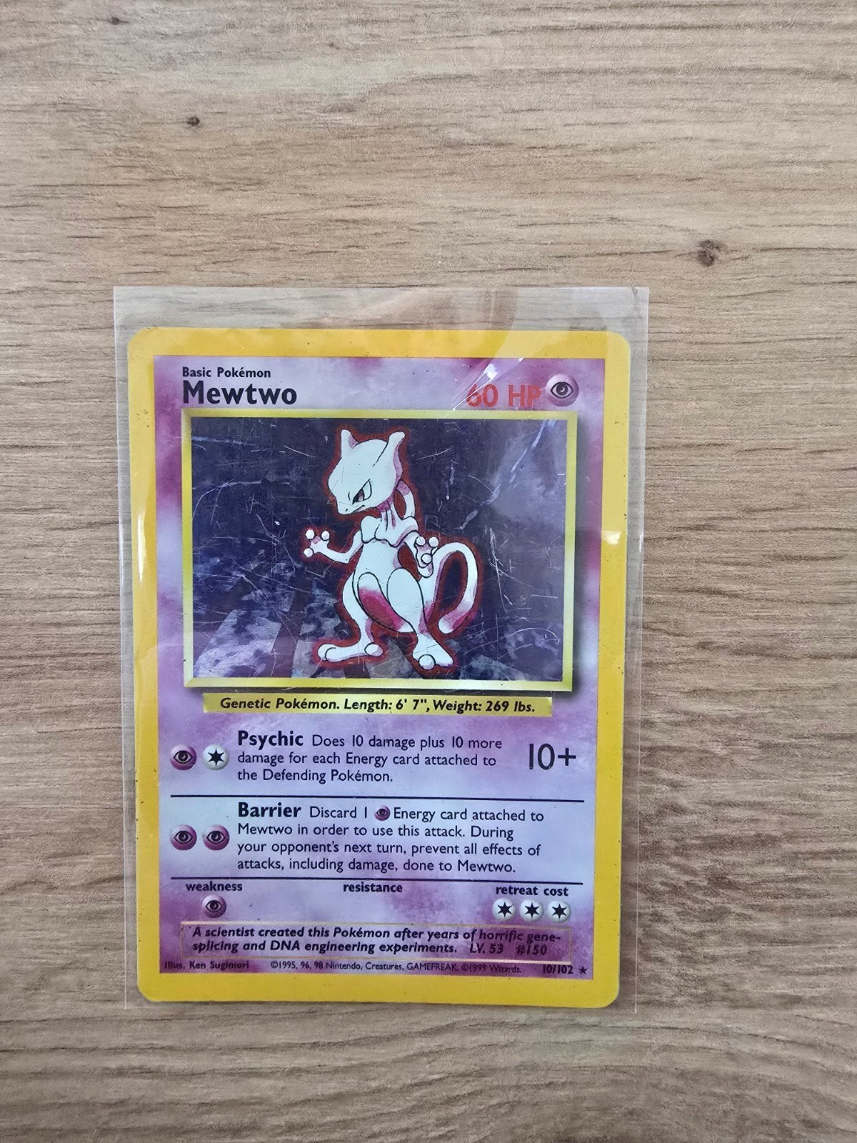 Mewtwo Pokémon kaart 10/102 Base Set Holo Rare, Hobby en Vrije tijd, Verzamelkaartspellen | Pokémon, Ophalen of Verzenden, Gebruikt
