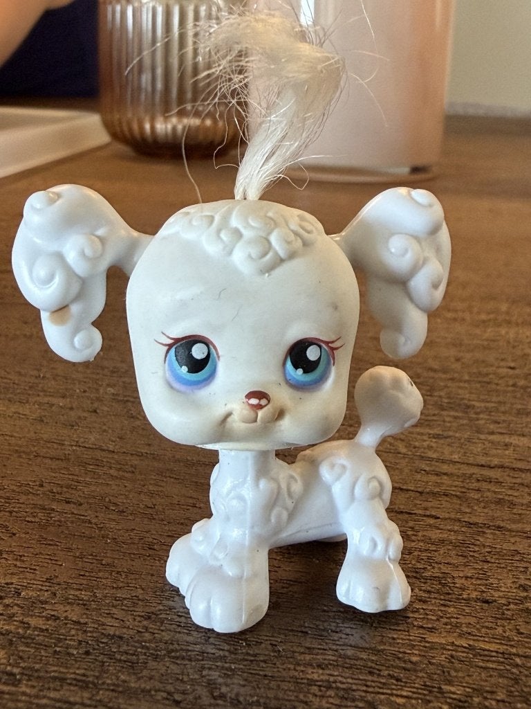 Littlest Pet Shop poedel wit met haarlok - origineel Hasbro, Ophalen of Verzenden, Gebruikt