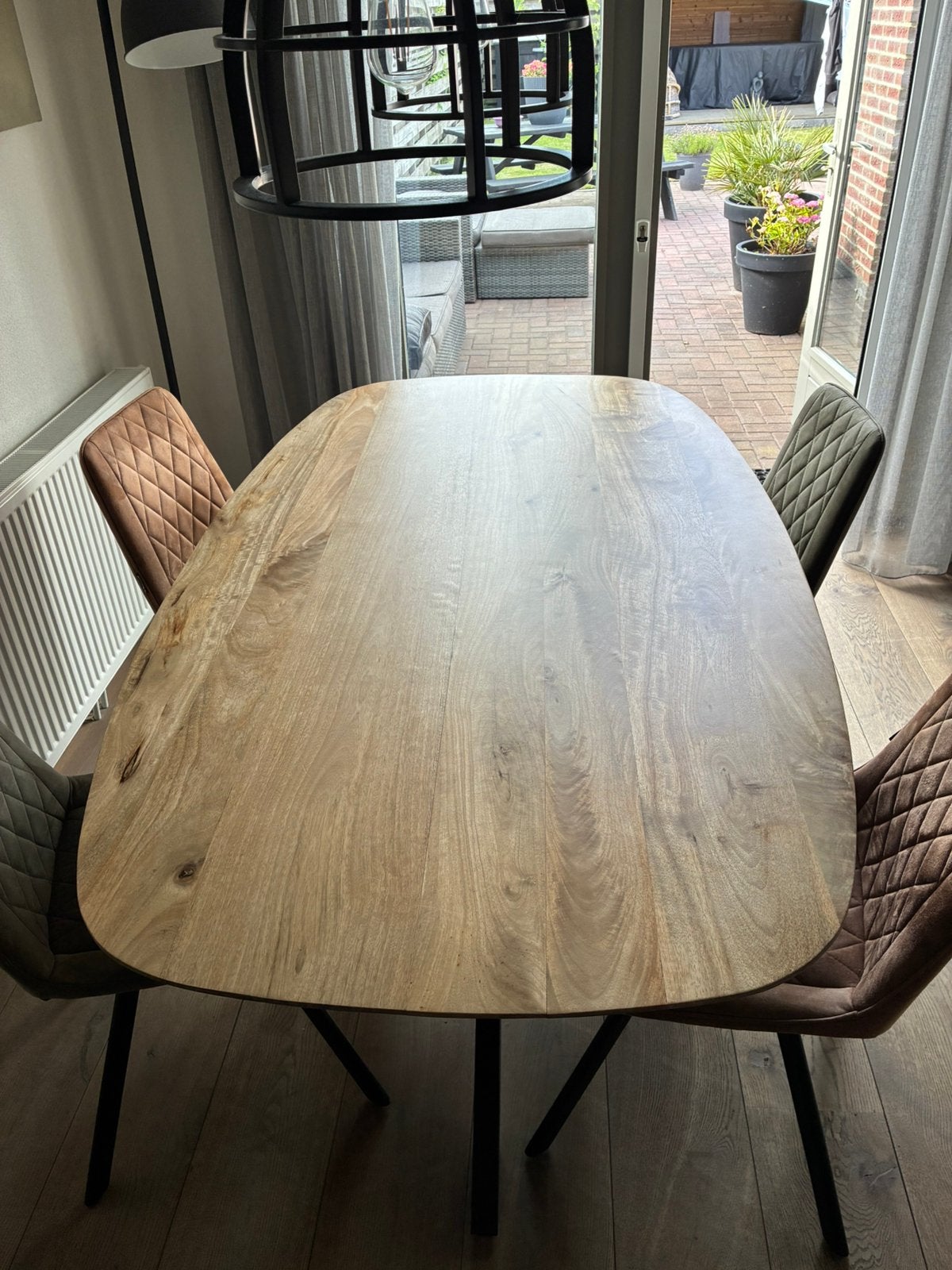 Deens ovale eettafel met 4 stoelen, Ophalen, Zo goed als nieuw, 4 tot 6 stoelen