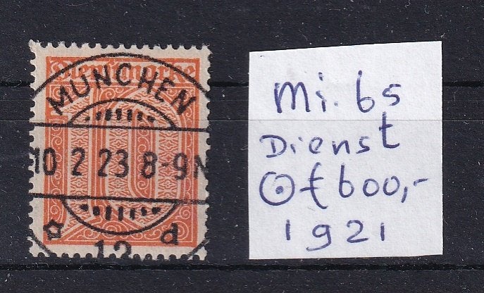 A224D) 1921 Reich Dienst Mi 65 €600 stempel?, Ophalen of Verzenden, Duitse Keizerrijk, Gestempeld