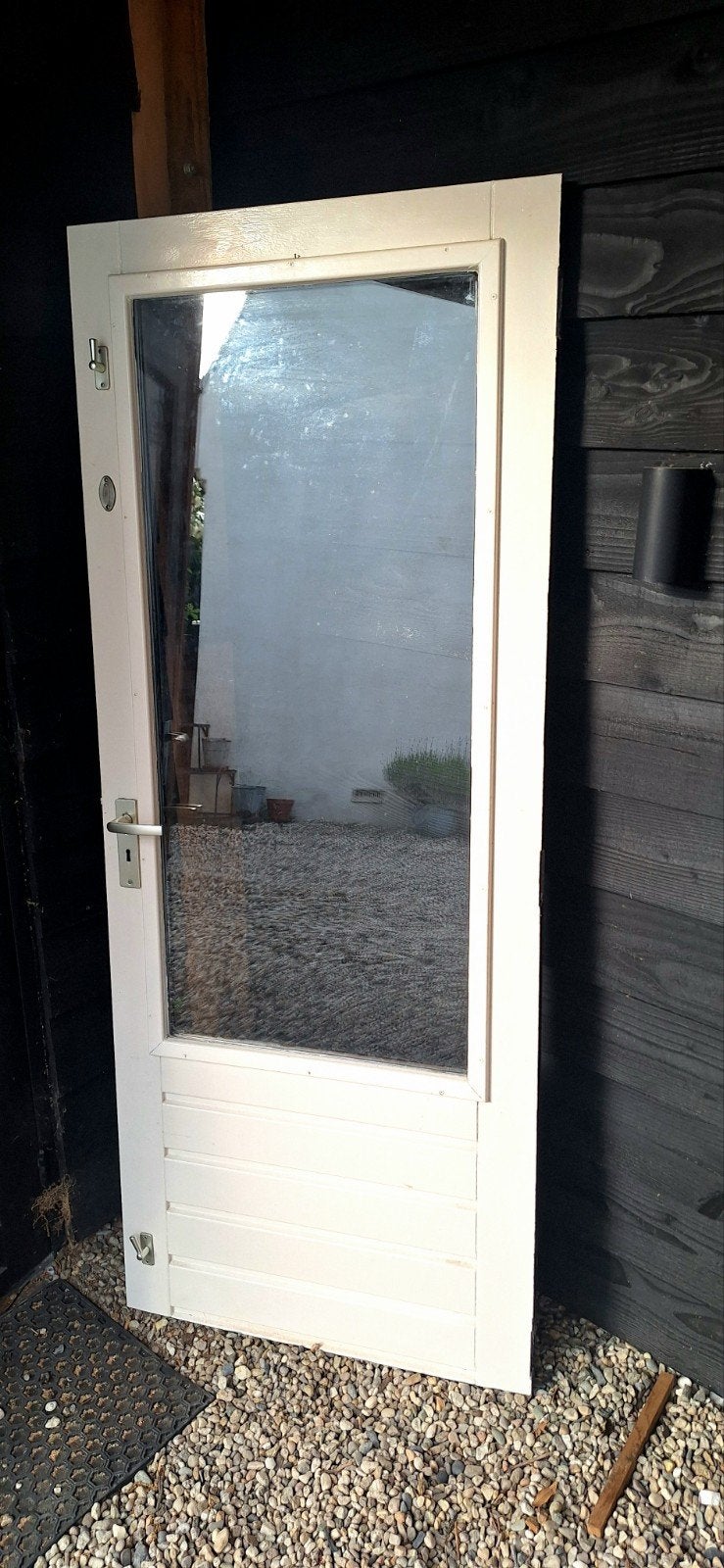Hardhouten deur met dubbelglas en scharnieren 192.5 cm, Ophalen, Minder dan 80 cm, Minder dan 200 cm, Glas