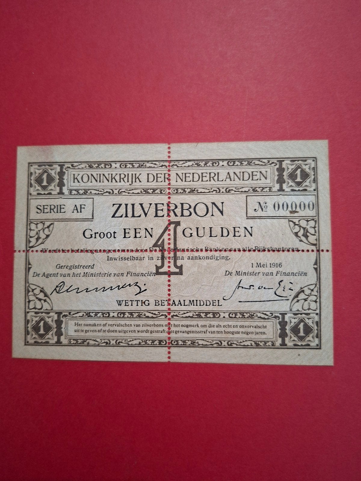 1 gulden Zilverbon uit 1916
in ZF+, Ophalen of Verzenden, 1 gulden, Los biljet