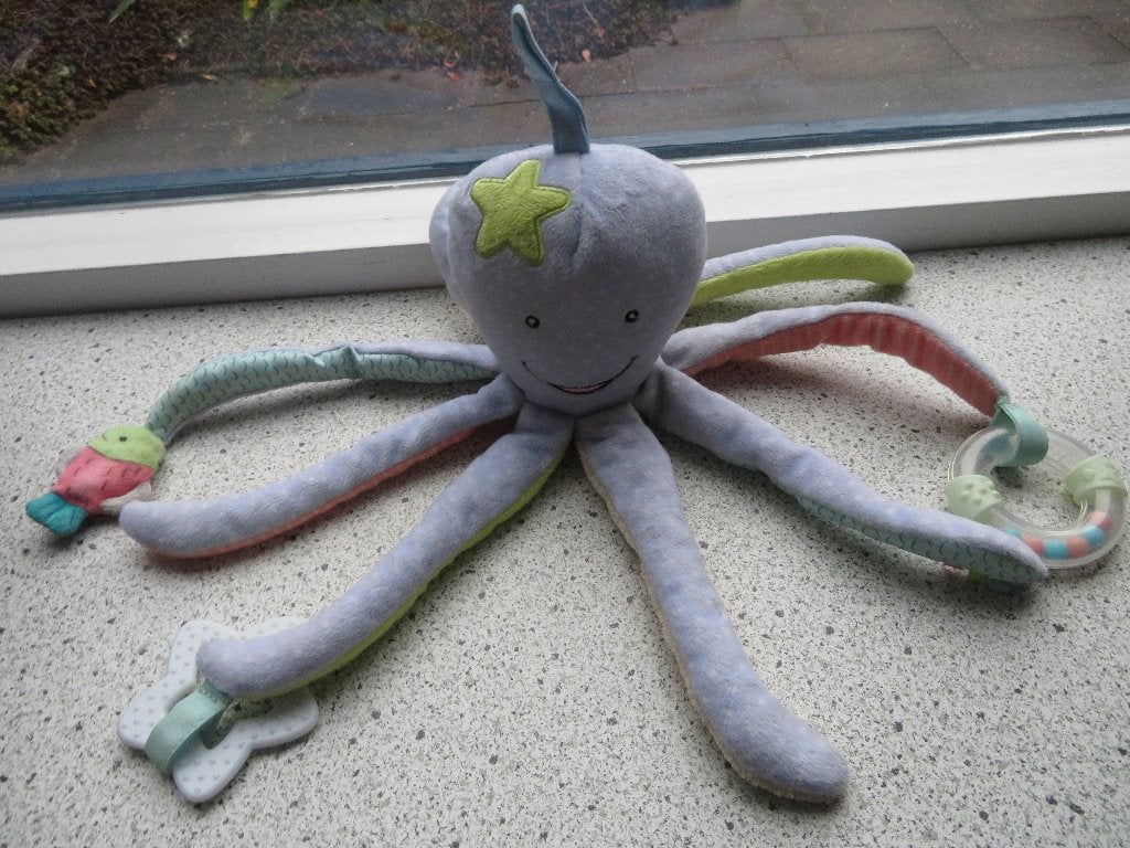 Octopus Inktvis merk Lupilu kinderspeeltje met bijtstuk en, Overige typen, Ophalen of Verzenden, Zo goed als nieuw, Wasbaar